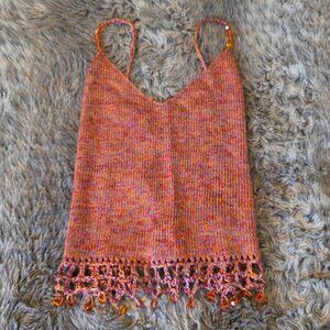 R. Federman handmade gorgeous beaded Halter top